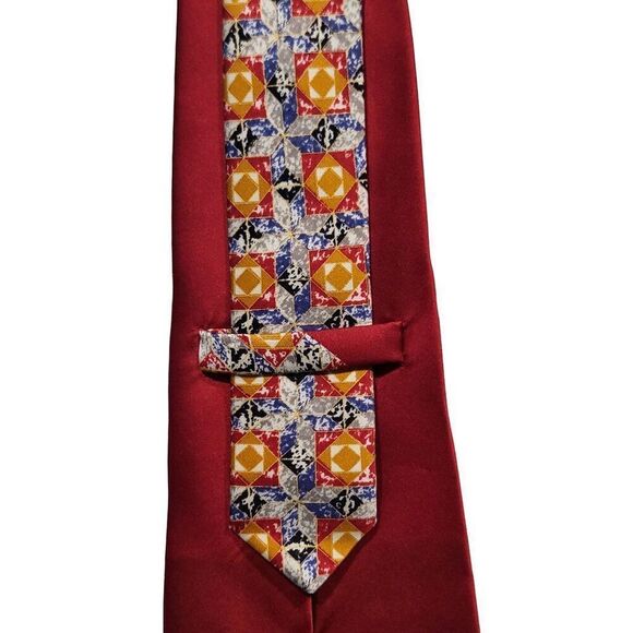 Versani‎ Silk Tie Multicolor Geometric Designer Preppy Workwear - Picture 4 of 6